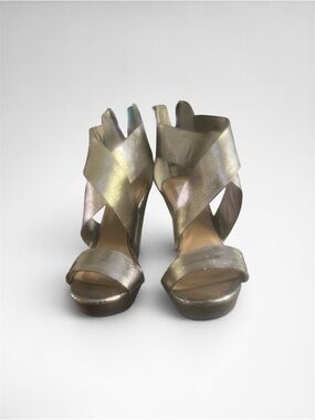 Steve Madden Metallic Pewter Crisscross Platform Heels